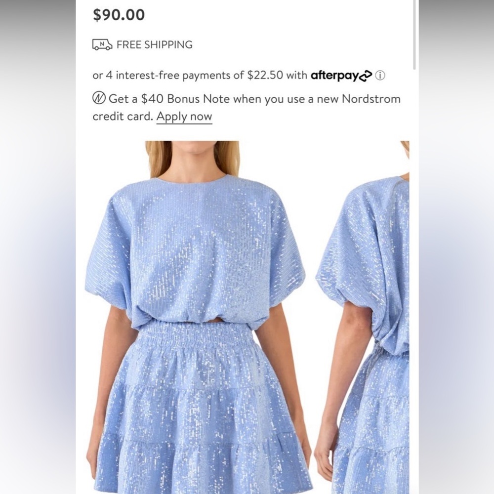 Endless Rose Blue Sequin Top and Bottom!